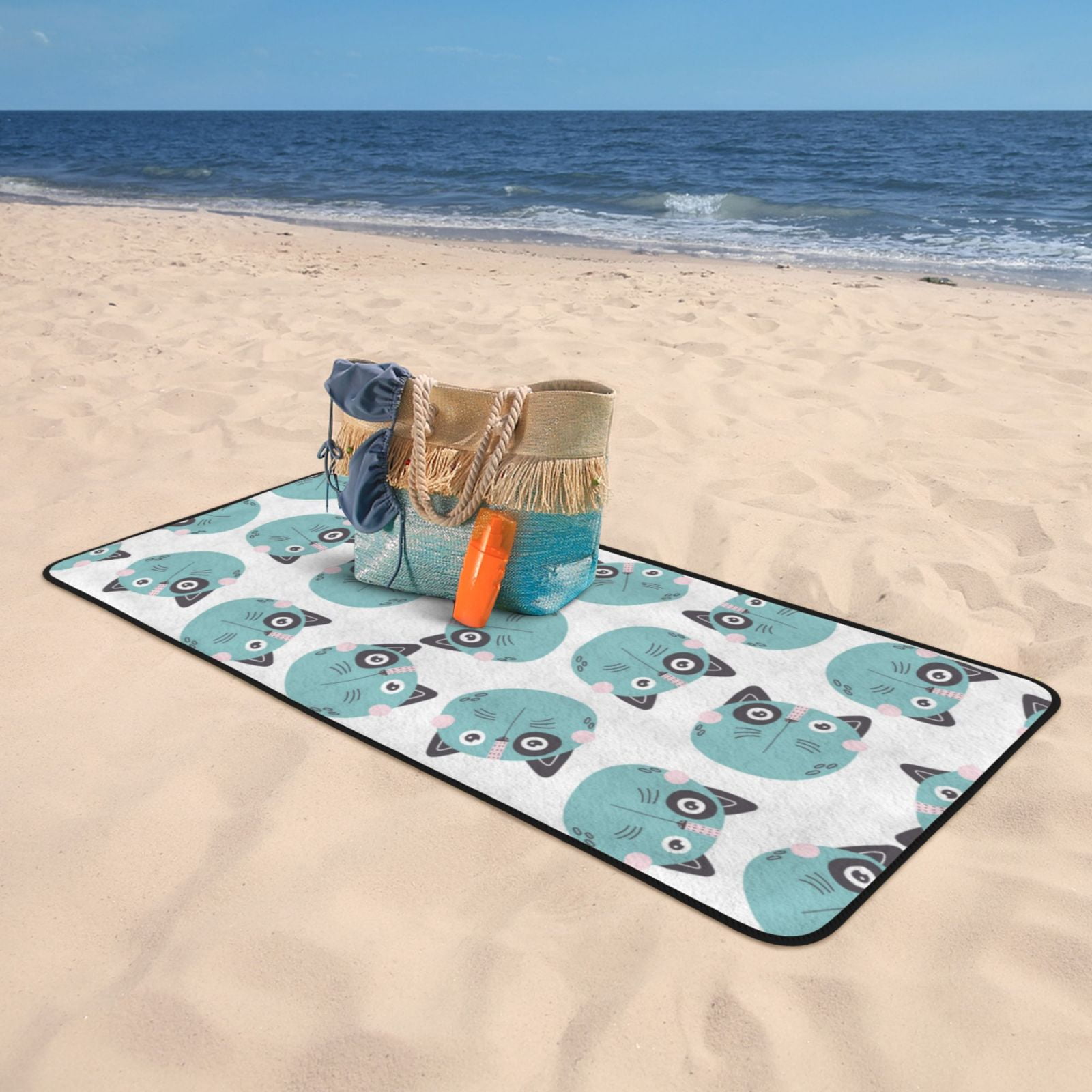 Cotton Bath Towels for Bathroom - Quirky Cartoon Cat Face Microfiber Quick Dry Towels for Body Bath Sheets, Personalized Beach Towel, Soft Shower Towels for Travel Home Beach 27*55in