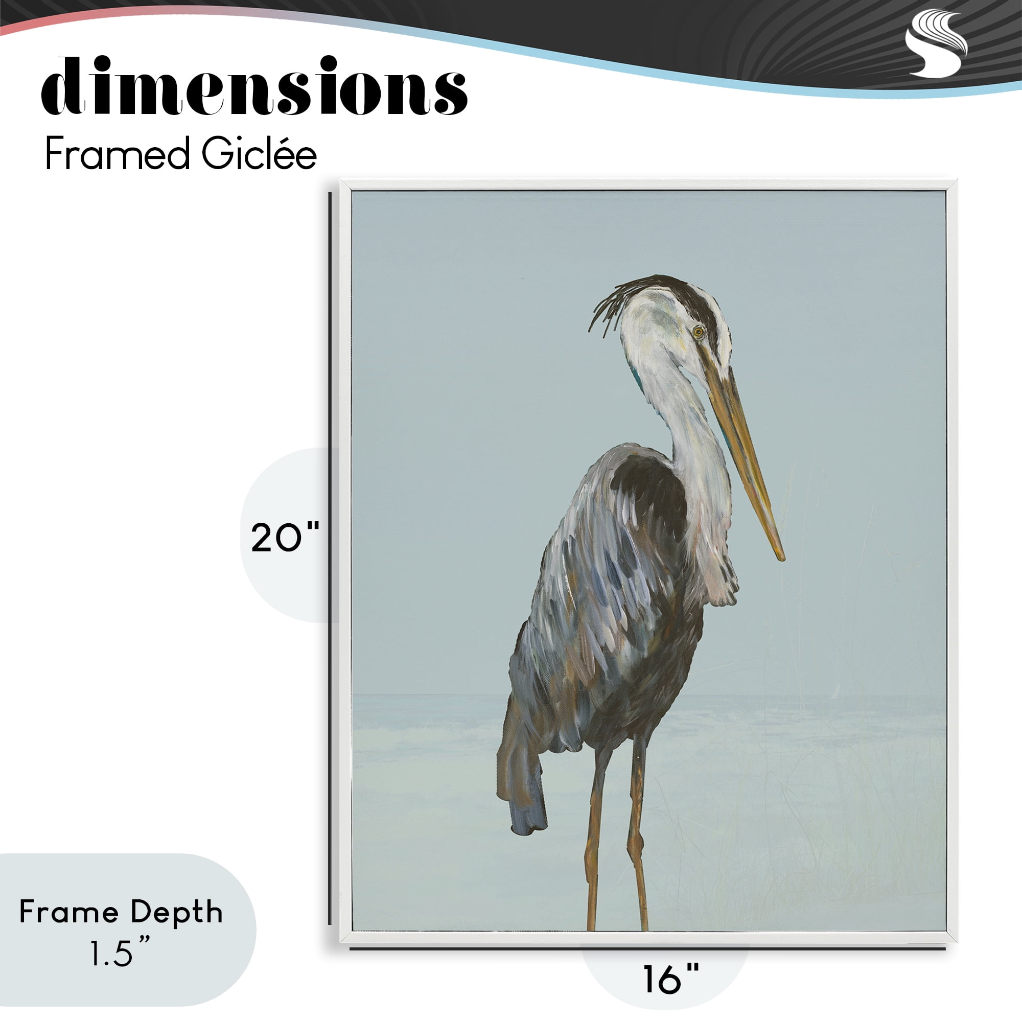 Stupell Industries Coastal Pelican Muted Blue White Framed Giclee Art, design by Julie DeRice