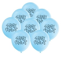 Unique Industries Latex 16" Blue Boy Baby Shower Text Balloons, 12 Count