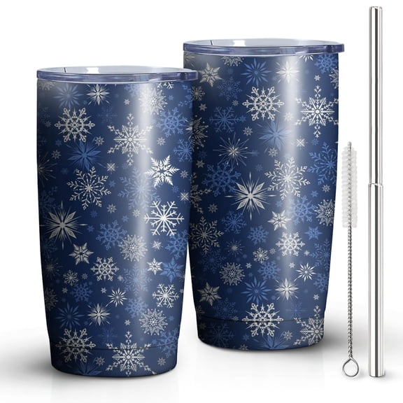 20oz Insulated Tumbler, Travel Coffee Tumbler with Lid, Cup Holder Friendly Travel Coffee Mug, Stainless Steel Thermos, 20 Oz Tumbler,Reusable Insulated Coffee Mug with Lid (Christmas Snowflake )