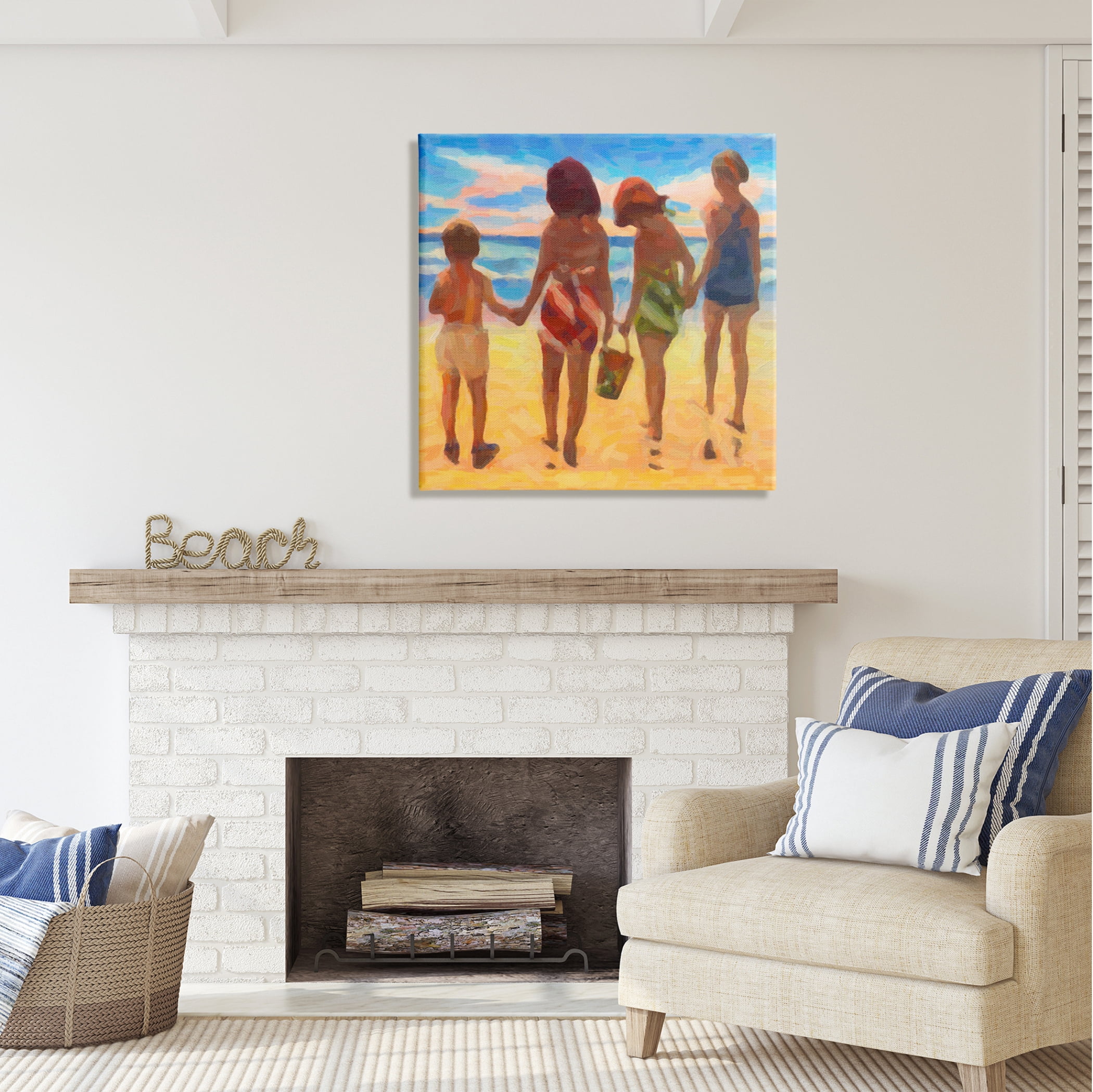 Stupell Industries Family Beach Vacation Nature Painting Gallery Wrapped Canvas Print Wall Art, 30 x 30