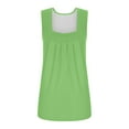 thumbnail image 4 of JGGSPWM Summer Tank Tops for Women Loose Fit Pleated Square Neck Sleeveless Tops Curved Hem Flowy Loose Fit Camisole Trendy Breathable Tees Green S, 4 of 6