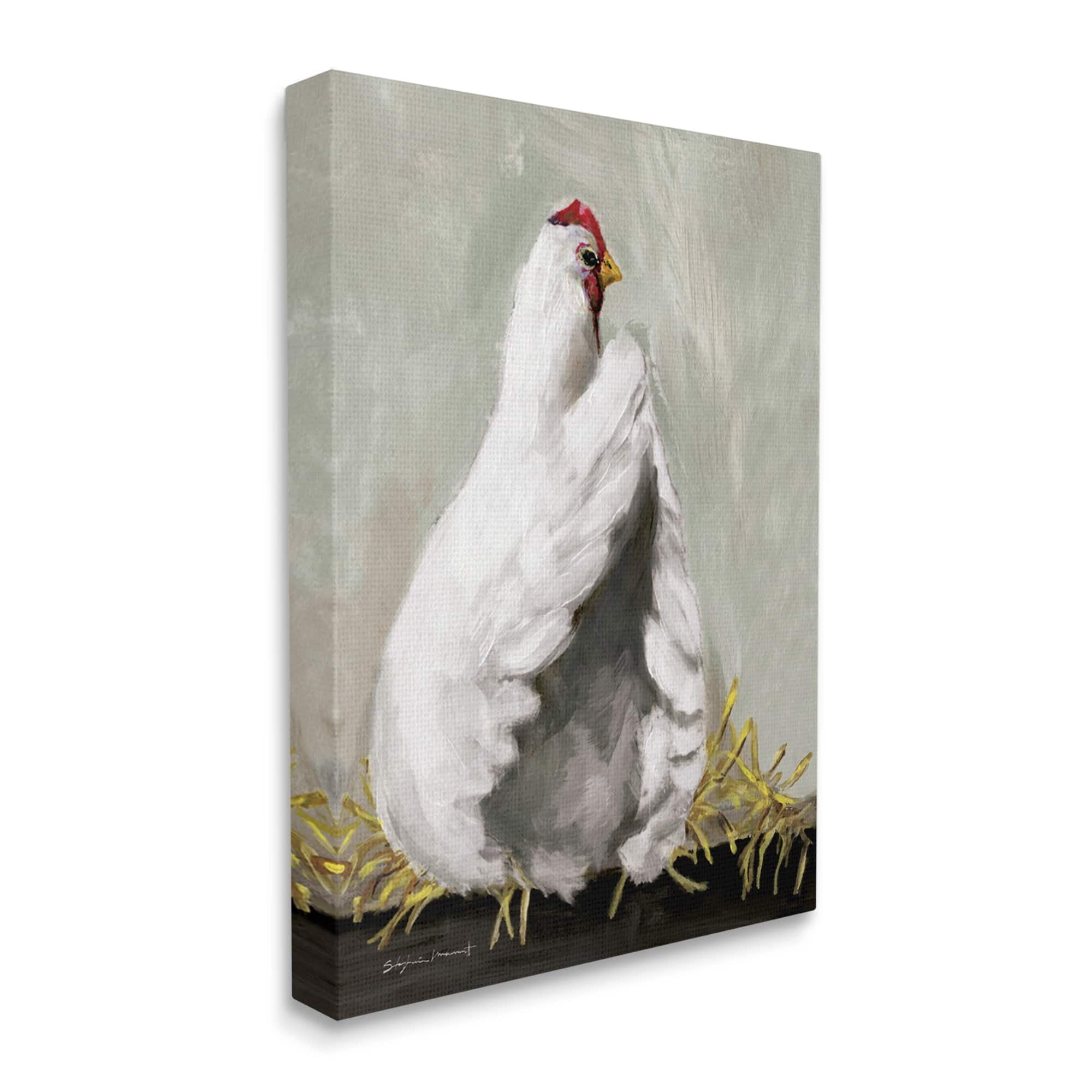 Stupell Country Hen Farm Animal Animals & Insects Painting Gallery Wrapped Canvas Print Wall Art