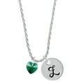 thumbnail image 1 of Delight Jewelry Green Crystal Heart Silvertone Script Initial Disc - Z - Charm Necklace, 20"+3", 1 of 4
