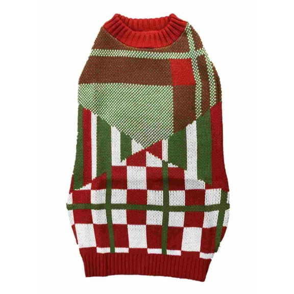 Red Green Plaid Holiday Christmas Dog Sweater Pet Costume Medium