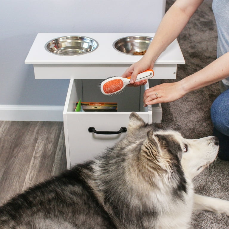 Mimu Dog Food Storage Cabinet with Bowls - Raised Pet Feeding