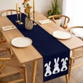 thumbnail image 3 of Easter Bunny Table Runner - 108 Inch Long, Kitchen Dining Table Runner Dresser Scarves, Cute Rabbit Family Vintage Navy Blue Abstract Farmhouse Decor for Coffee Tables Wedding Party Banquet, 3 of 8