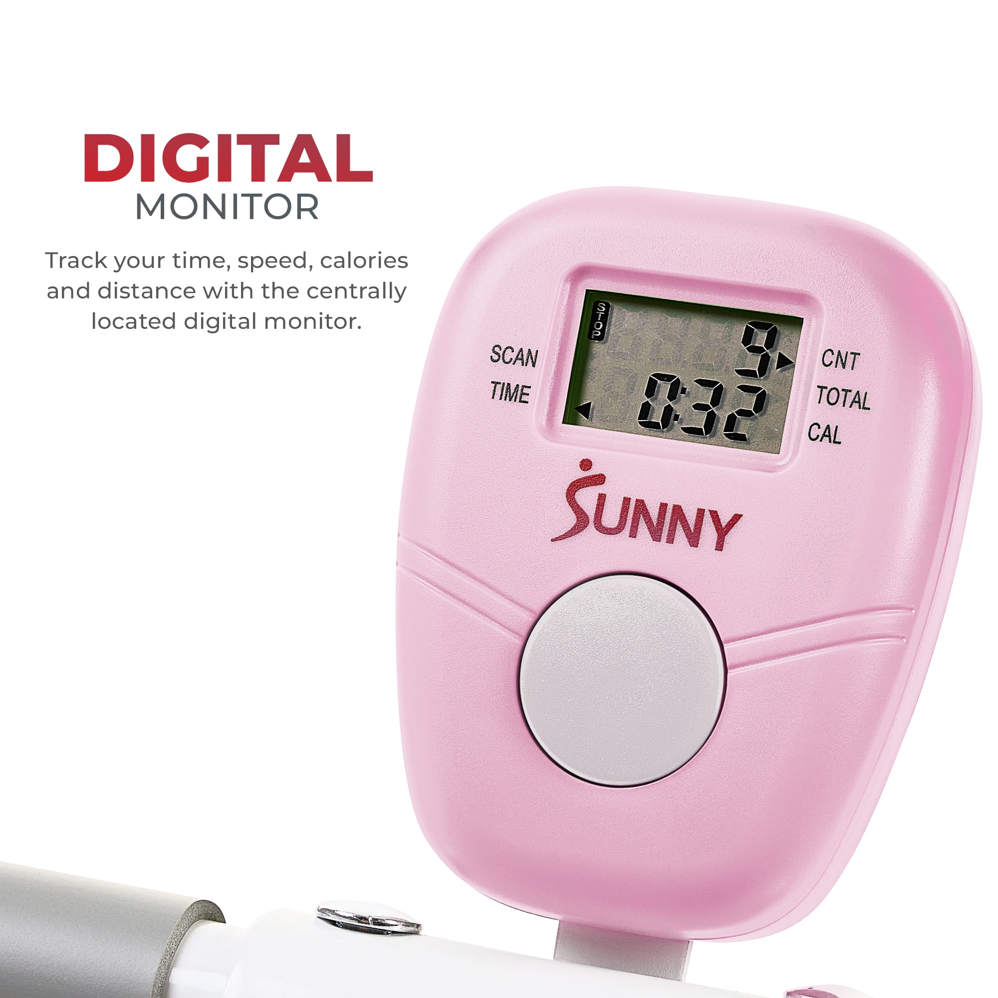 Sunny Health & Fitness SMART Upright Row-N-Ride® Squat Assist Exerciser in Pink w Free SunnyFit App via Bluetooth - P2100