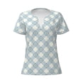 thumbnail image 2 of Uemuo Daisy Plaid Blue Drawing Women's Deep V-Neck Low Cut Tops - Casual Loose Fit with Stainless Steel Loop, Soft, Breathable, Perfect for Office, Travel, and Daily Wear-XX-Large, 2 of 5