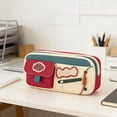 thumbnail image 5 of Kyusrd Vintage Color-Block Large Capacity Pencil Pouch,Stain-Resistant Zipper Stationery Bag with Retro Style,Durable Organizer for Everyday Carry, 5 of 6
