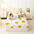 thumbnail image 3 of Manfei Cute Stars Twin Fitted Sheet,Kawaii Cartoon Polka Dot Bedding,White Yellow,2pcs, 3 of 6