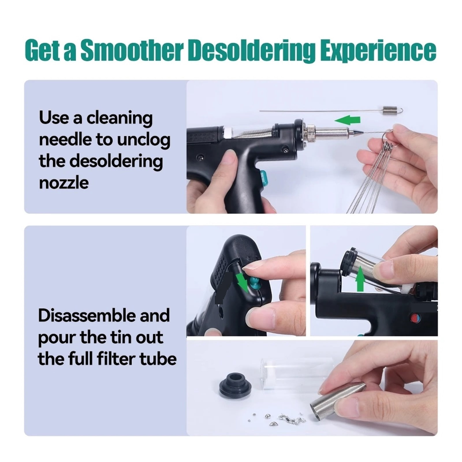 948-II 4 In 1 Desoldering Hot Air Gun Rework Soldering Iron Suction Tin Gun Pick Up Pen Desoldering Soldering Station ,Fast Heating and Auto Hibernate