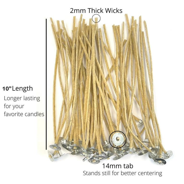Hemp Wick And Tabs, Wicks Beeswax For Candle Making, 10 In, 50 pcs 