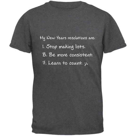 New Years Learn to Count Dark Heather Adult T-Shirt - Small