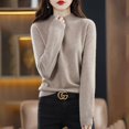 thumbnail image 1 of Suéter de cachemira de otoño e invierno para mujer, suéter corto de cuello alto con base gruesa, suéter suelto de lana, 1 of 6