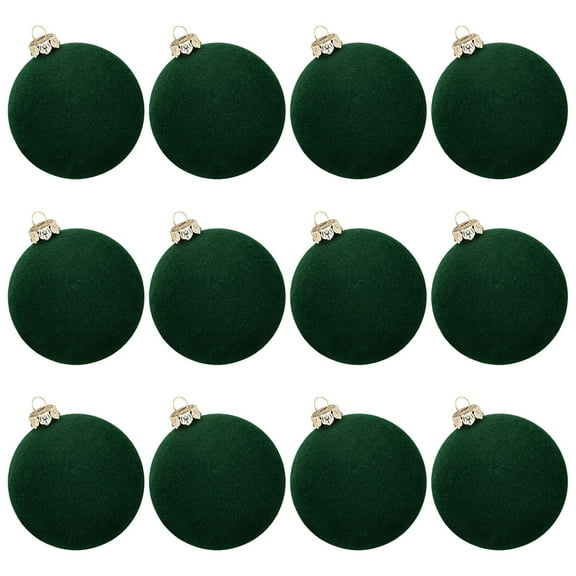 12Pcs Flocked Christmas Balls Velvet Christmas Tree Ornaments 2.36 Inch Shatterproof Xmas Decorations Hanging Baubles for Holiday Wedding Party Home Decor Christmas Tree Decor