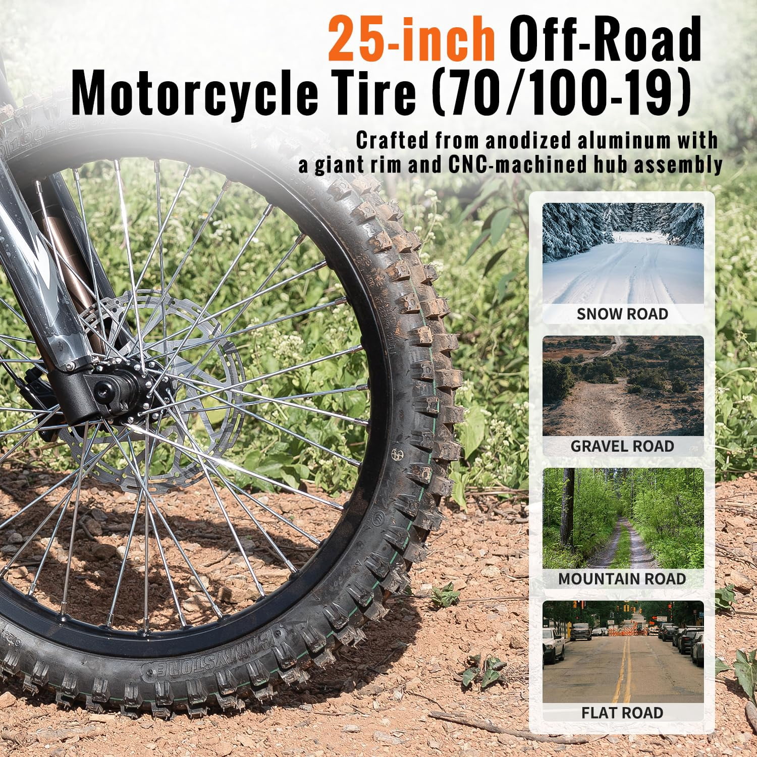 Ridingtime GT73 30+MPH Electric Dirt Bike, 2400W Motor, 48V/36Ah, 68-155 Mile Range, Hydraulic Suspension, 25" Off-Road Dirt Tires, UL2849
