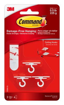 3M Command Hooks Party Ceiling Hooks 3 hooks per pack White 