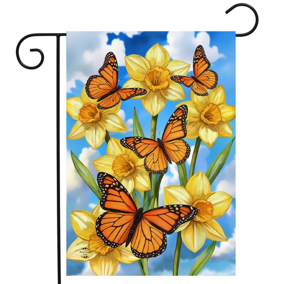 Briarwood Lane Spring Garden Flag 12x18 For Outdoor Monarch Butterflies For Spring Garden Flag Flags For Outside