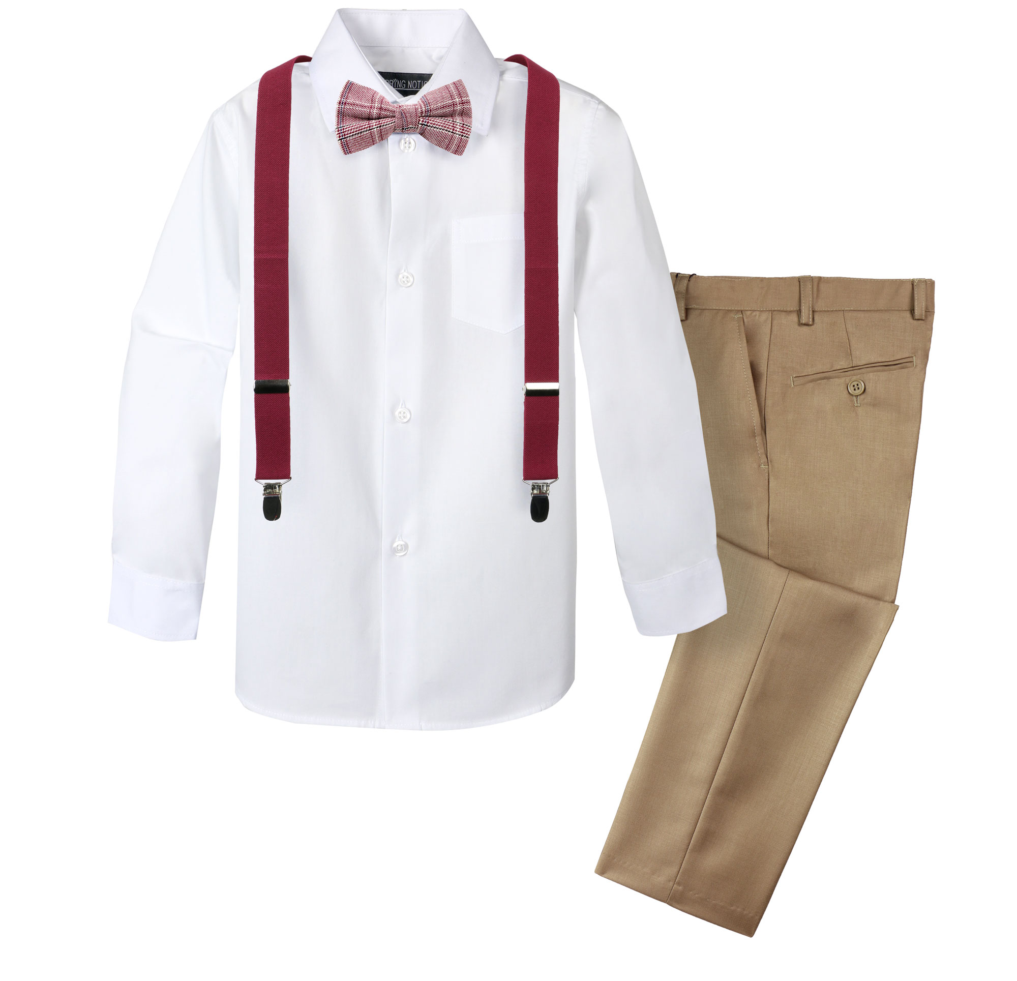 Spring Notion Boys' 4Piece Plaid Suspender Outfit