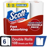 Scott Paper Towels, Choose-A-Sheet, 6 Double Rolls
