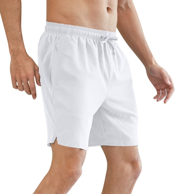PMUYBHF Mens Basketball Shorts With Pockets Long Male Spring And Summer Solid Color Shorts Ice Sense Zipper Pocket Slit Trousers Large Size Tie Rope Five Point Pants Linen Shorts Men