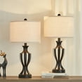 thumbnail image 4 of Kyrid 23.25'' Modern Metal USB Charging Table Lamp Set of 2 with Fabric Shade(Bulbs Included), 4 of 6