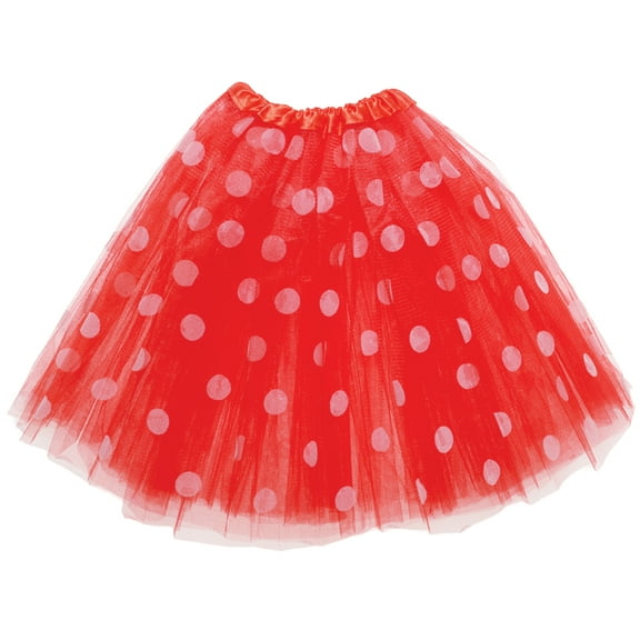 UNDERWRAPS 3-Layer Kids Tutu - Red Polka Dots Childrens Tutu Halloween Costume with Elastic Waist, Ballet Tutu Dress Up Kit