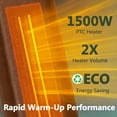 thumbnail image 4 of 24" Space Heater, 1500W Portable Electric Heater with Remote, Adjustable Thermostat to 99°F, 60° Oscillation, 3 Light Modes, 12H Timer, ECO Mode & Tip-Over Protection for Indoor Use, 4 of 9