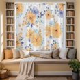 thumbnail image 2 of Orange Watercolor Floral Kitchen Curtains 63 Inch Length, Spring Flower Abstract Tiers Curtains for Living Room Berdoom Bathroom, Light Filtering Drapes Rod Pocket Window Treatment 2 Panels 42"Wx63"L, 2 of 8