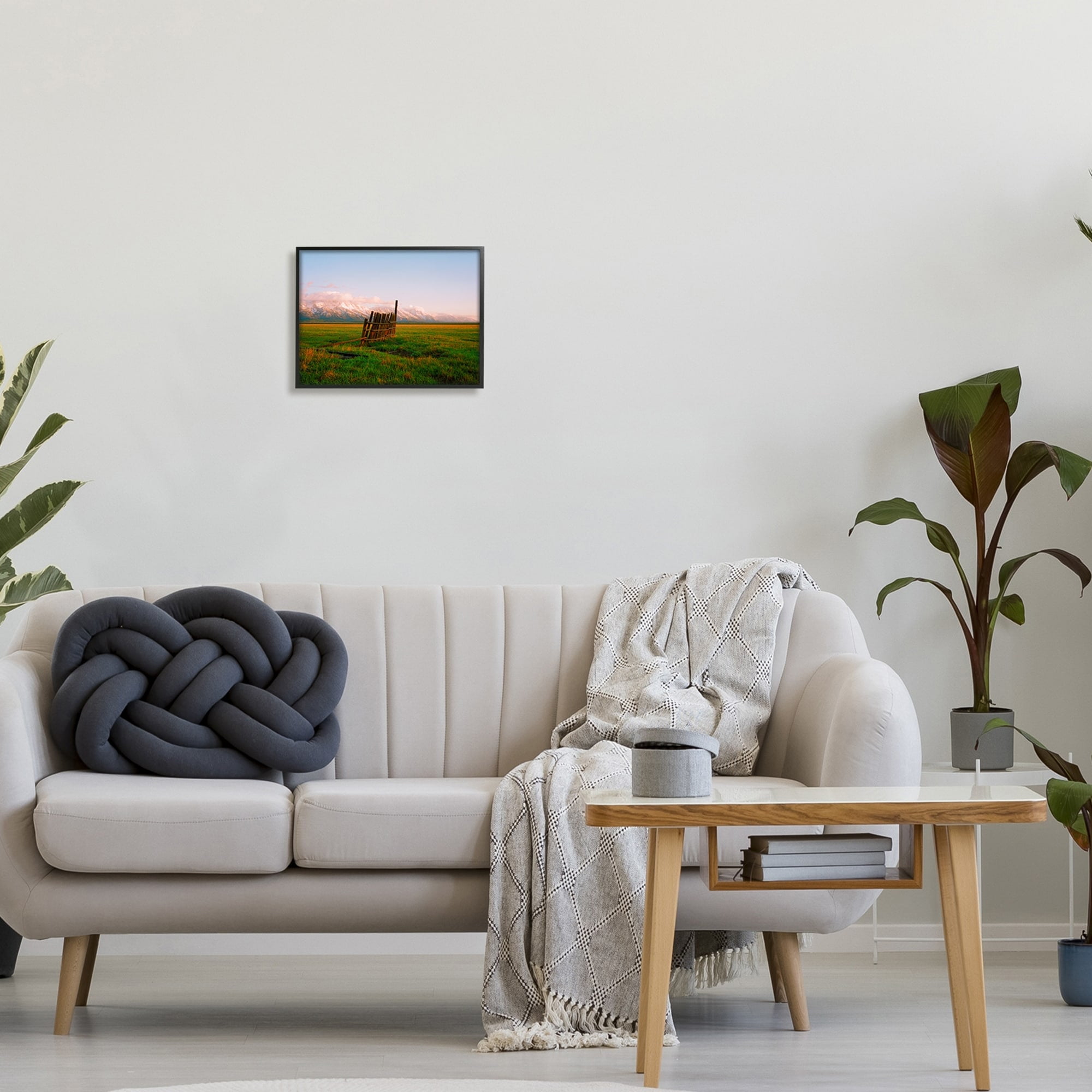 Stupell Industries Ranch Fence Grasslands Mountain Range Clear Sky Sunrise,20 x 16, Design by Sol Rapson
