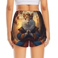 thumbnail image 2 of Lsque Maple Leaf Meditating Squirrel Printed Women's Running Shorts with Liner Pockets,Elastic Quick Dry Workout Athletic Gym Yoga Shorts,Womens High Waist Shorts-XX-Large, 2 of 9