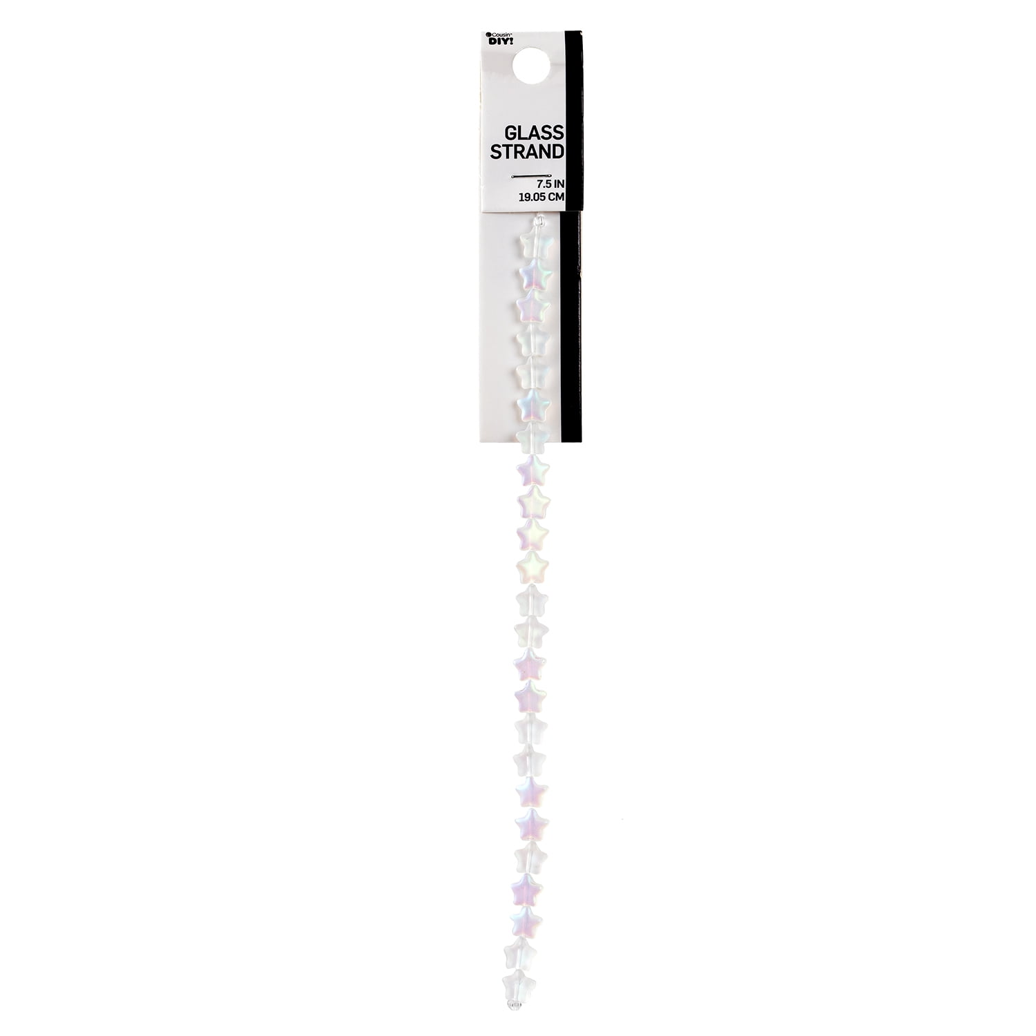 Cousin DIY 8mm Frosted Opalescent AB Star Glass Bead Strand, 7.5-inch, 25 Pieces