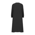 thumbnail image 4 of IROINNID Rollbacks Long Sleeve Dress for Women Fall Dress Full-Length Empire Dress Loose V-Neck Long Sleeve Comfy Solid Button Dresses,Black, 4 of 5