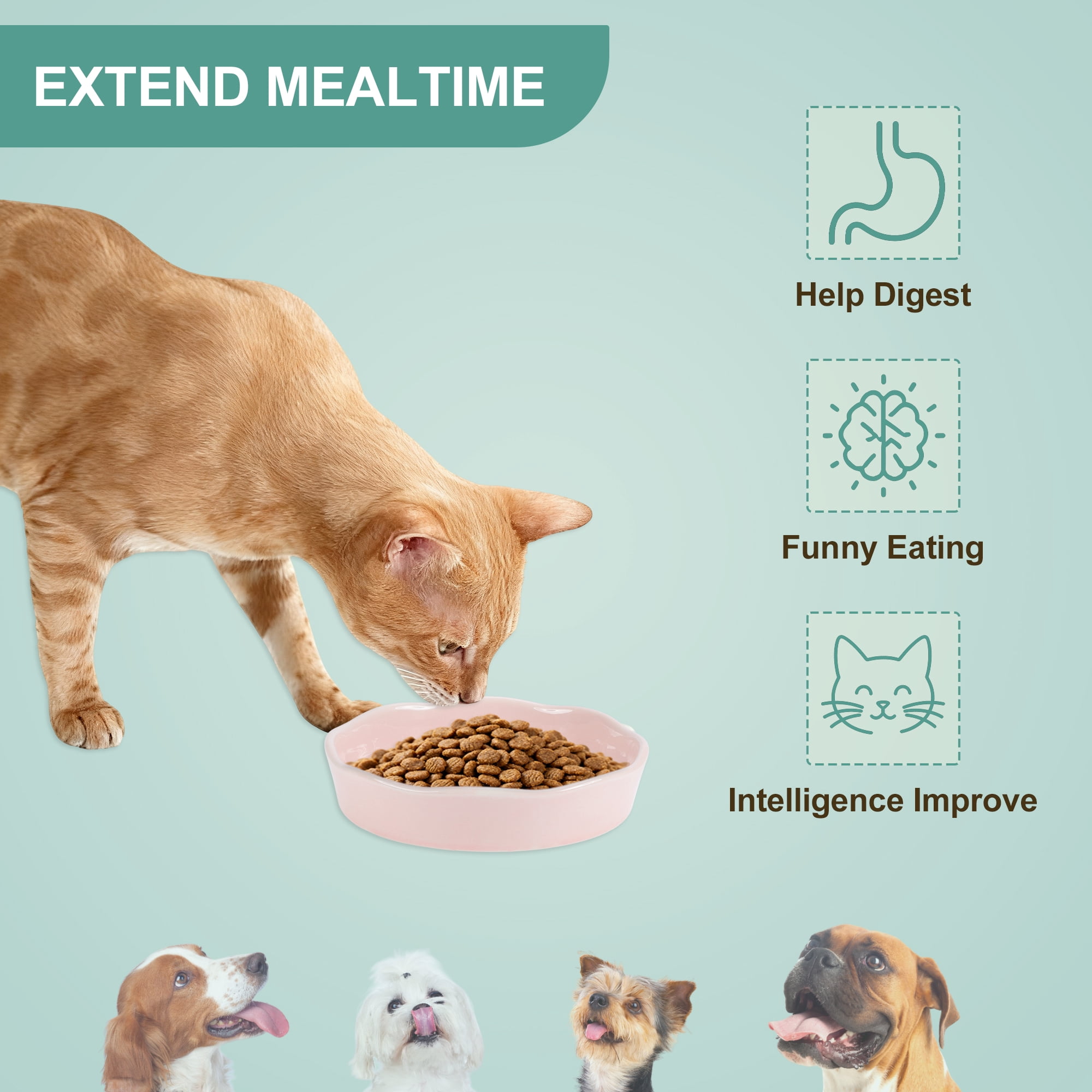 Unique Bargains Slow Feeder Dog Bowls Ceramic Slow Feeder for Small Breeds Cat & Dog Slow Feeder Bowl Prevents Fast Eating and Black Chin Light Pink 1 Pc
