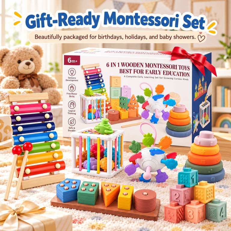 Rirool 38-Piece 6-in-1 Montessori Sensory Toy Set photo 8