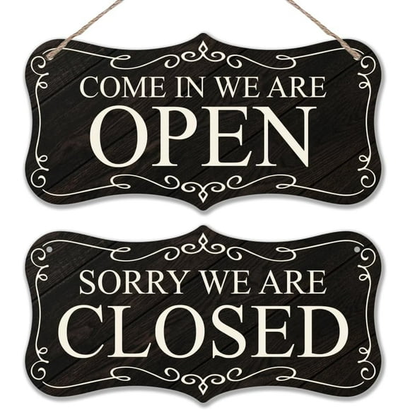Open Closed Signs For Business Restaurant Open Closed Wood Doorplate Hanging Plaque Business and Shop Sign Hanging Decor Open and Closed Sign Double Sided Wooden Sign Decorative DIY