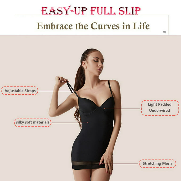 Body Shaper For Women Under Dress One Piece Full Slip Tummy Control Shapewear  Dress With Adjustable Spaghetti Strap