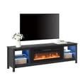 thumbnail image 2 of FITUEYES Farmhouse Fireplace TV Stand for 70 75 inch TV with 4 Storages, Wooden Entertainment Center with Electric Fireplace & 16 Colors LED Light, 70 Inch, Black, 2 of 6