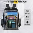 thumbnail image 5 of Inadays Waterproof Clear Backpack Heavy Duty PVC Transparent Large Capacity Backpack with Reinforced Strap for School, Work, Stadium, Travel, Security, Festival, College (Black), 5 of 10