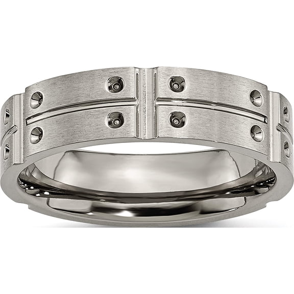 Titanium Brushed And Polished 6mm Grooved Band (Size 6) Made In China tb319-6