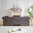 thumbnail image 6 of Mid Century Modern Sofa, 85.5" Fabric Chesterfield Couch with Button Tufting & Nailhead Trim, 3 Seater Deep Seat Sofa with Rolled Arms and Wooden Legs for Living Room, Grey, 6 of 7