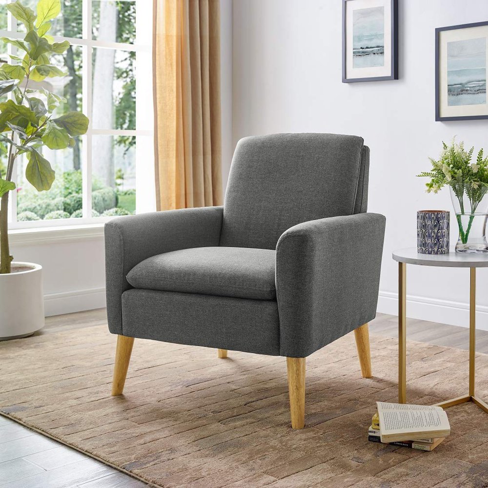 Dazone Modern Accent Fabric Chair Single Sofa Comfy Upholstered Arm