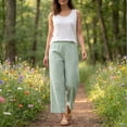 thumbnail image 6 of ADSSDQ Womens Linen Wide Leg Striped Pants Casual Barrel Loose Drawstring Low Waist Palazzo Harem Pants with Pockets 2026 Sweatpants Mint Green XL, 6 of 9