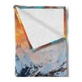 thumbnail image 2 of Winter Soft Flannel Fleece Throw Blanket, Majestic Winter Seasonal Scenery over High Mountain Peaks with Dusk Color Sky, Cozy Plush for Indoor and Outdoor Use, 50" x 60", Orange White, by Ambesonne, 2 of 5