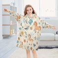 thumbnail image 5 of Wearable Blanket with Sleeves and Pocket Oversized Hooded Sweatshirt 3-14 YR Cartoon Horses and Flowers S, 5 of 7