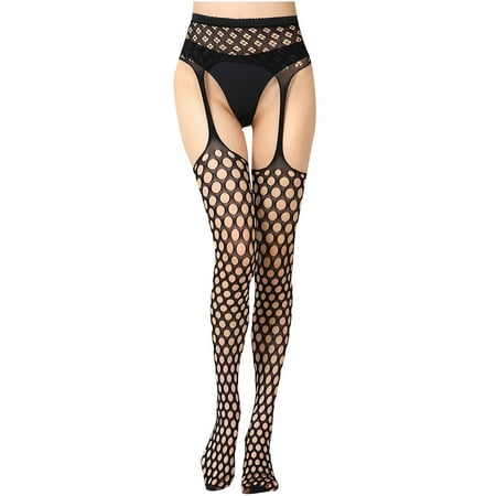 QIPOPIQ Lingerie for Women Clearance Women Sexy Lace Mesh Lingerie Net Lace Top Garter Belt Thigh Stocking Pantyhose