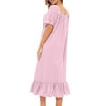 thumbnail image 5 of Women's Nightgown Cotton Sleepwear Long Loungewear Short Sleeve Vintage Pink M, 5 of 6