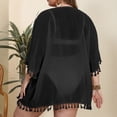 thumbnail image 5 of UAMVSH Women's Cardigan Swimwear Cover Ups Half Sleeve Mesh Kimono Beachwear with Tassel Oversized Open Front Outerwear(3X-Large,Black), 5 of 5