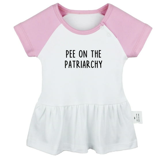Pee On The Patriarchy Funny Dresses For Baby, Newborn Babies Skirts, Infant Princess Dress, 0-24M Kids Graphic Clothes (Pink Raglan Dresses, 6-12 Months)